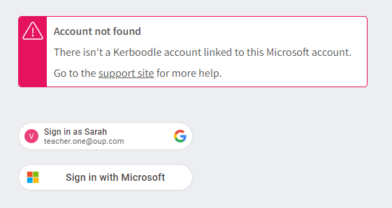 Account not linked - Microsoft