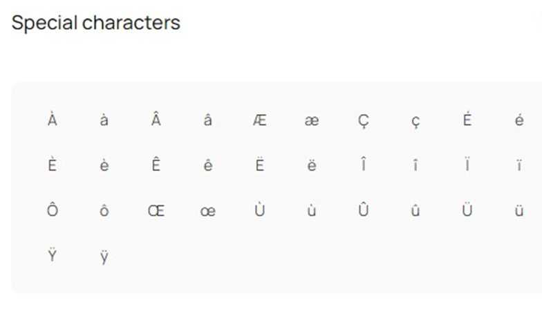 Special Character keyboard